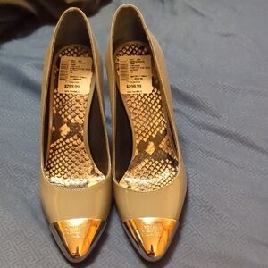 Cavalli Class Gray and Gold Heels
